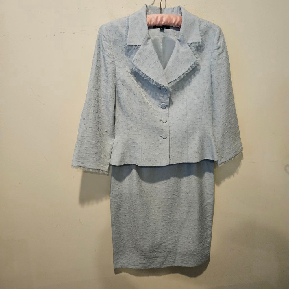 Women's b.bennett Vintage 90s Light Blue Skirt Suit Size 8